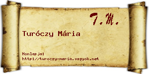 Turóczy Mária névjegykártya